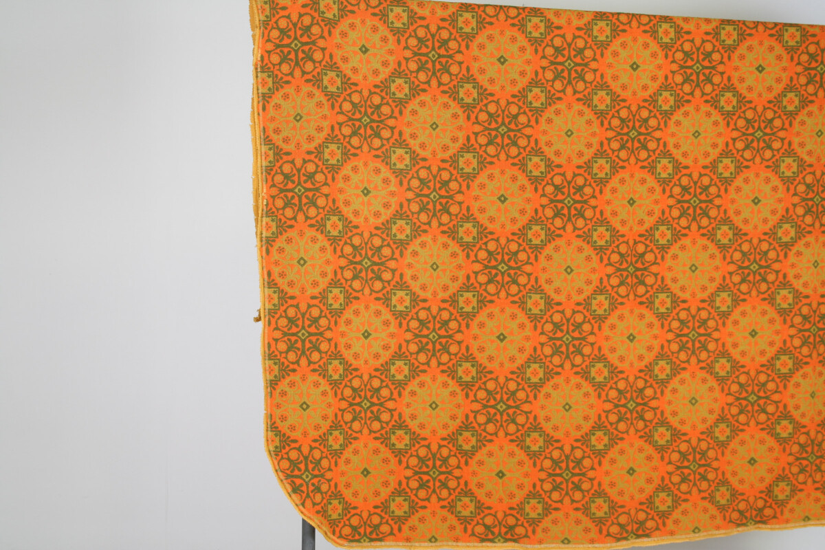 A Vibrant Vintage 1960s Mid-Century Boho Wool Blanket Throw in Pumpkin Orange - Image 3