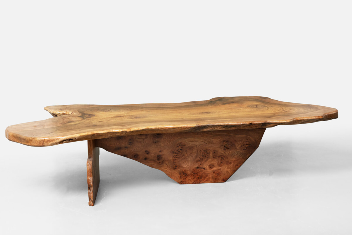 Large Solid Walnut Live Edge Coffee Table with Burr Grain Detail