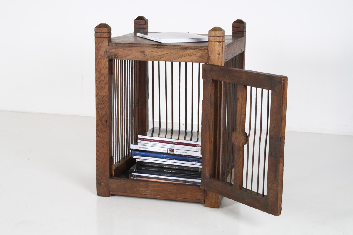 Unusual 19th Century Oak Side Table with Book Storage Cupboard - Image 4