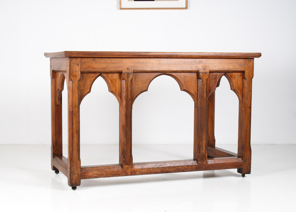 Large Victorian Ecclesiastical Gothic Revival Serving Table, Workstation Desk or Countertop