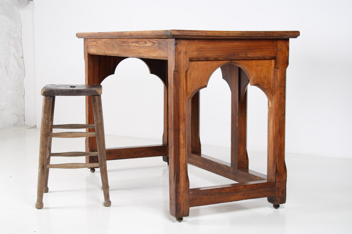 Large Victorian Ecclesiastical Gothic Revival Serving Table, Workstation Desk or Countertop - Image 11