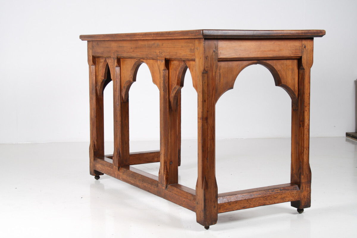 Large Victorian Ecclesiastical Gothic Revival Serving Table, Workstation Desk or Countertop - Image 3