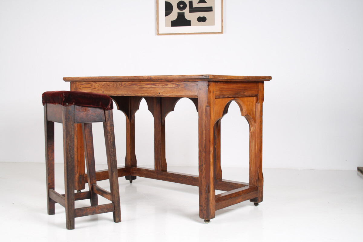 Large Victorian Ecclesiastical Gothic Revival Serving Table, Workstation Desk or Countertop - Image 16