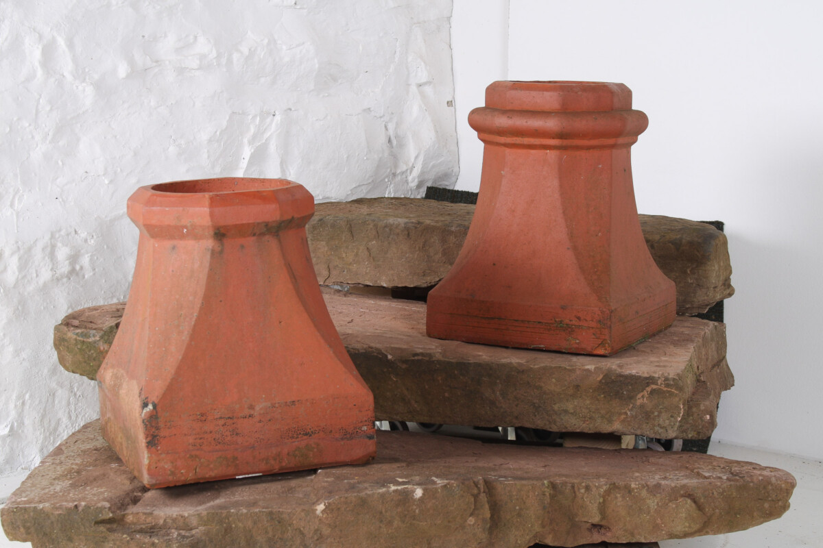 A Pair of Victorian Red Clay Terrocotta Chimney Pots Garden Planters Rhubarb Forcer - Image 3