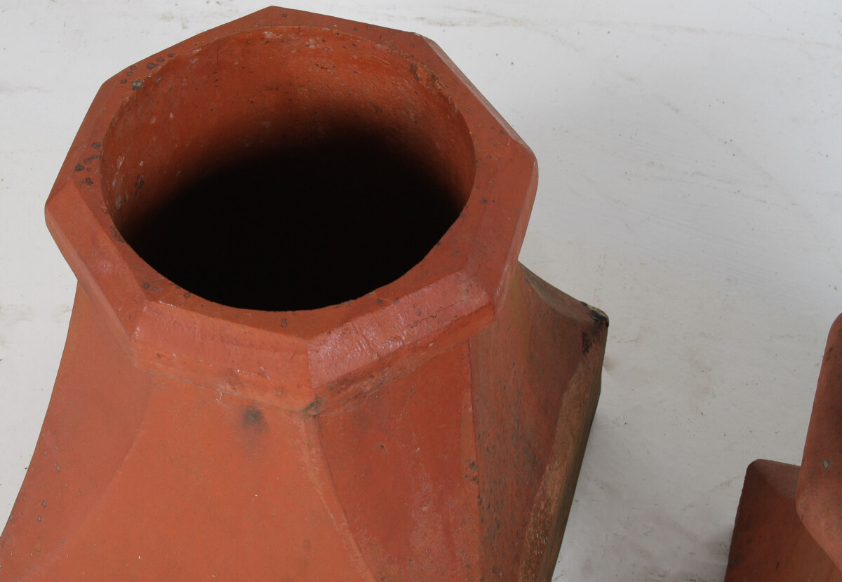 A Pair of Victorian Red Clay Terrocotta Chimney Pots Garden Planters Rhubarb Forcer - Image 6