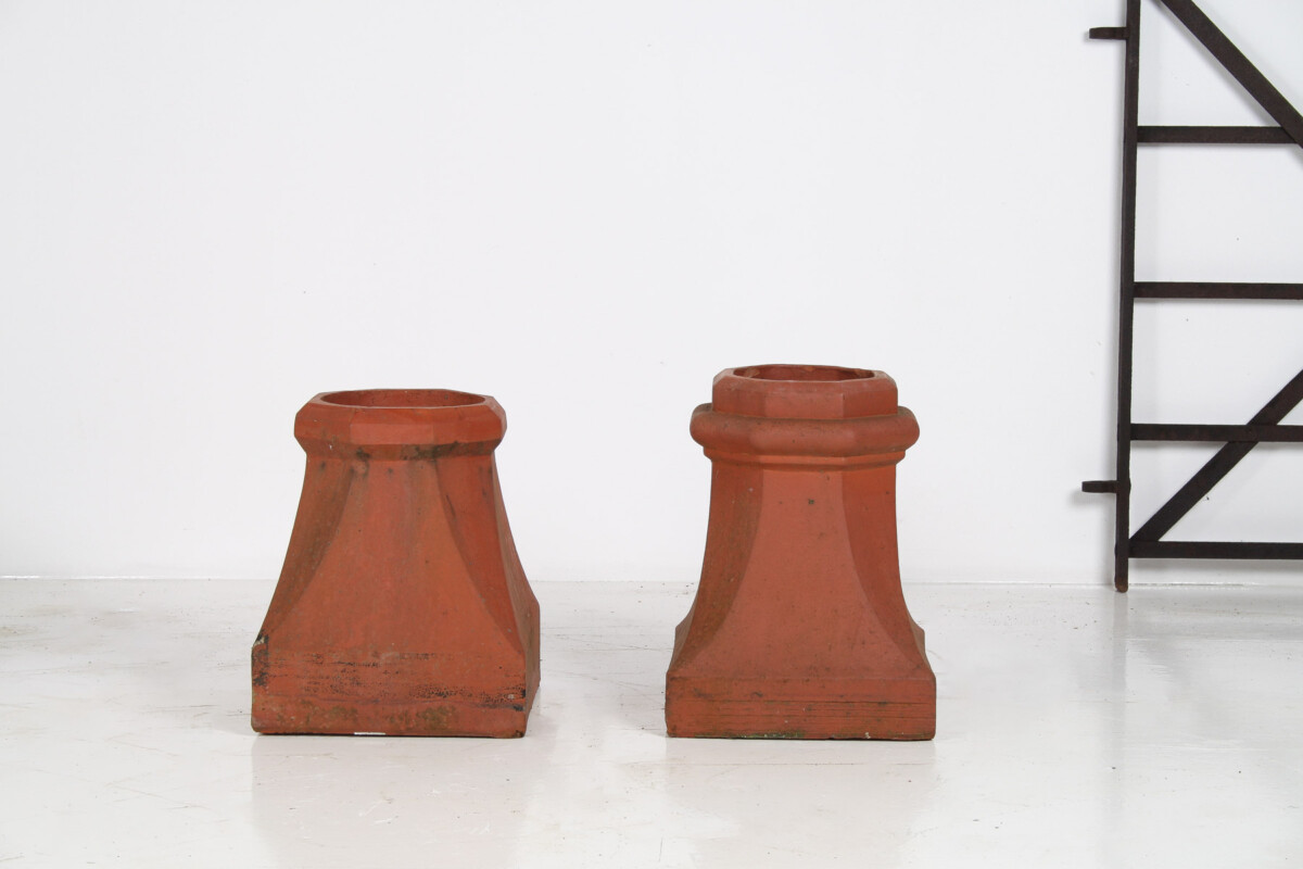 A Pair of Victorian Red Clay Terrocotta Chimney Pots Garden Planters Rhubarb Forcer - Image 2