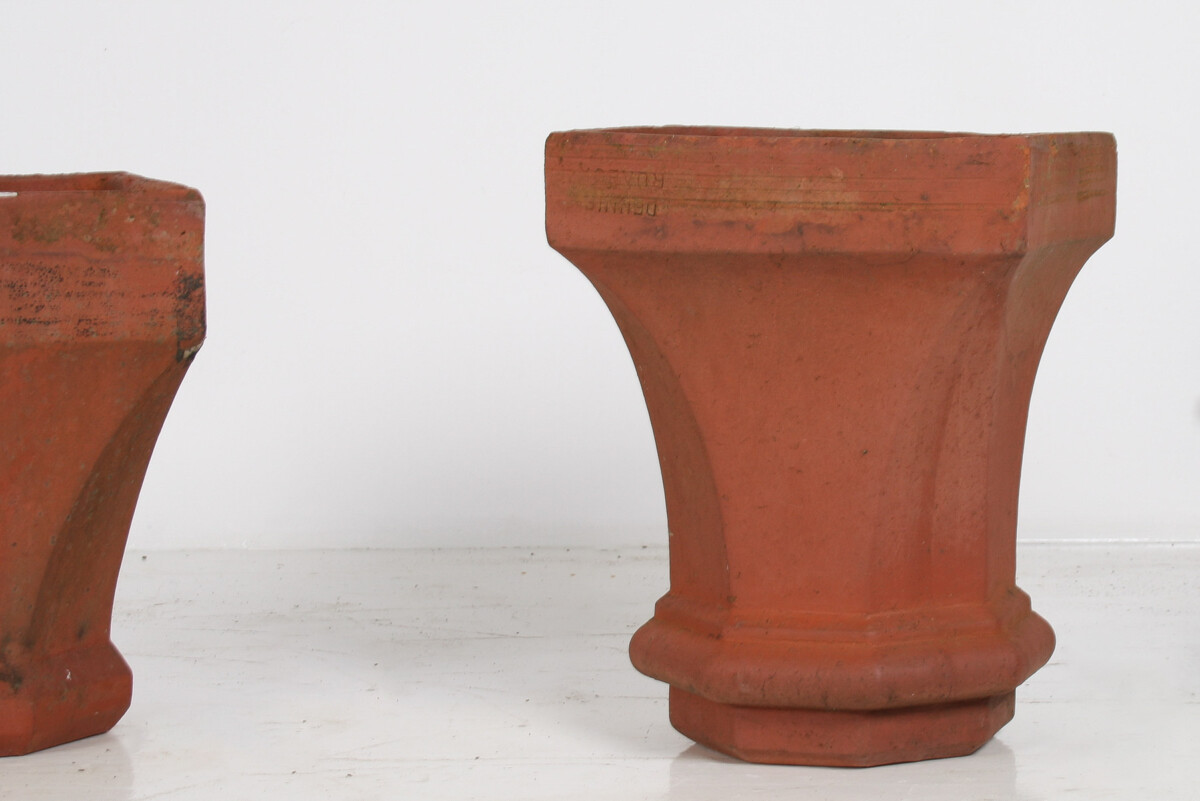 A Pair of Victorian Red Clay Terrocotta Chimney Pots Garden Planters Rhubarb Forcer - Image 14