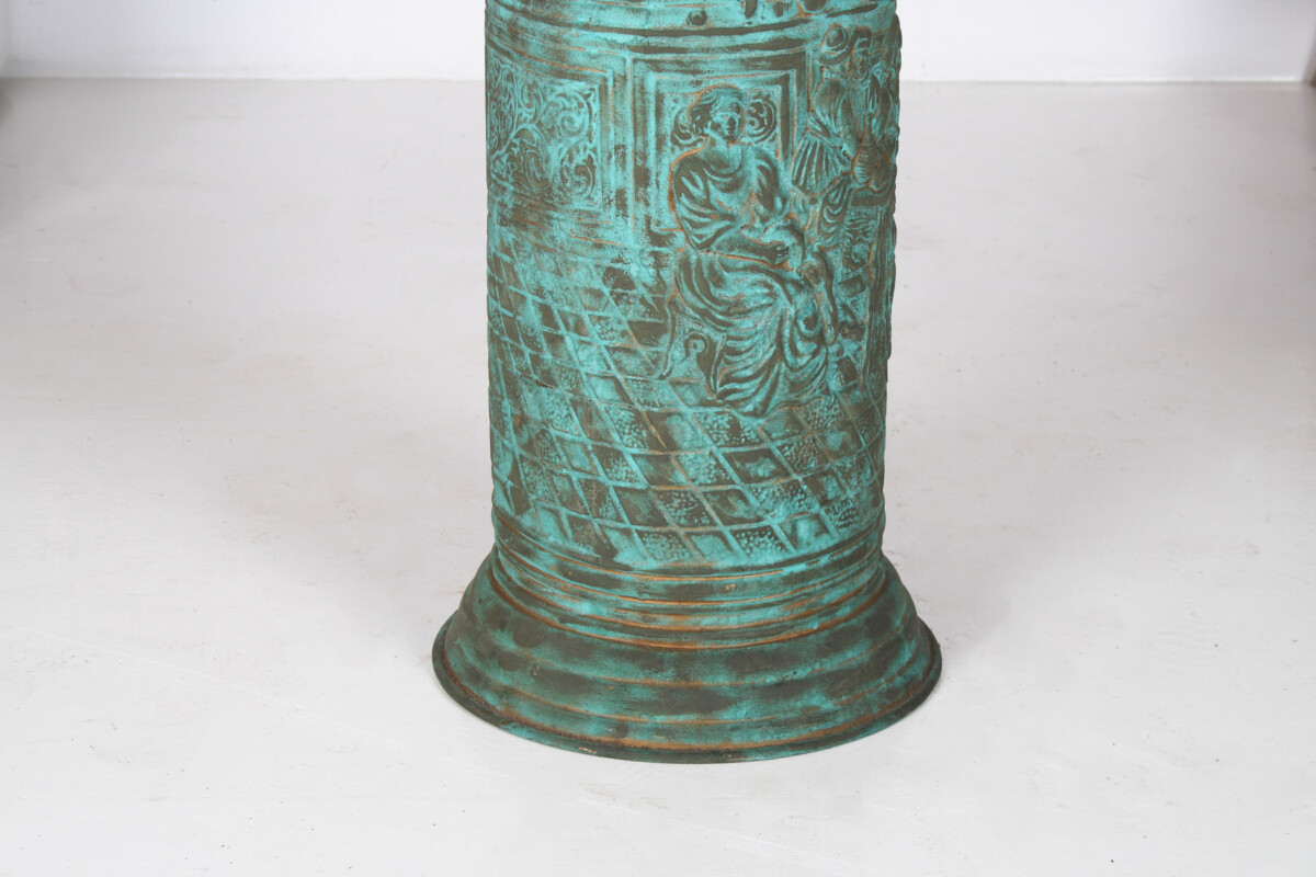 1950s Brass Stick Umbrella Stand Pot with Verdigris Copper Patina - Image 7