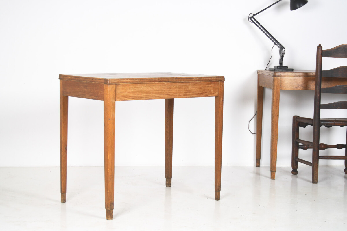 A pair of 1940s British Military MOD Oak Desk Tables – Royal Crest