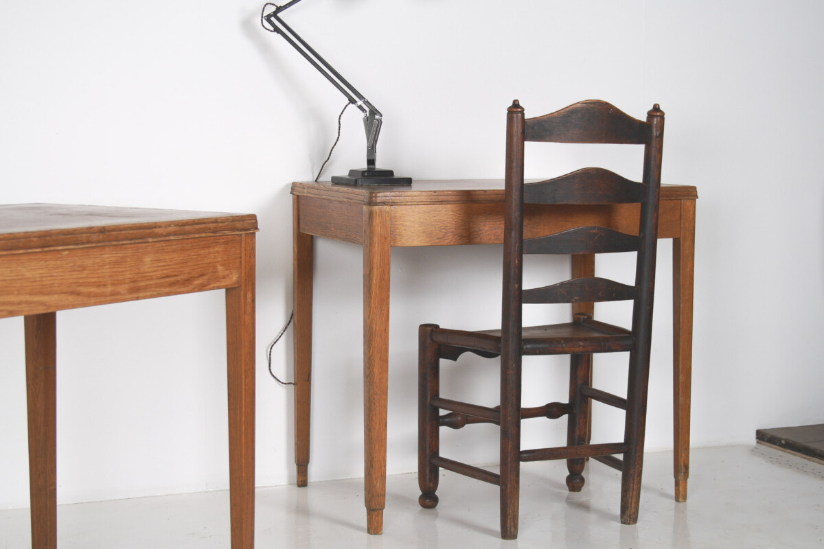 A pair of 1940s British Military MOD Oak Desk Tables – Royal Crest - Image 9