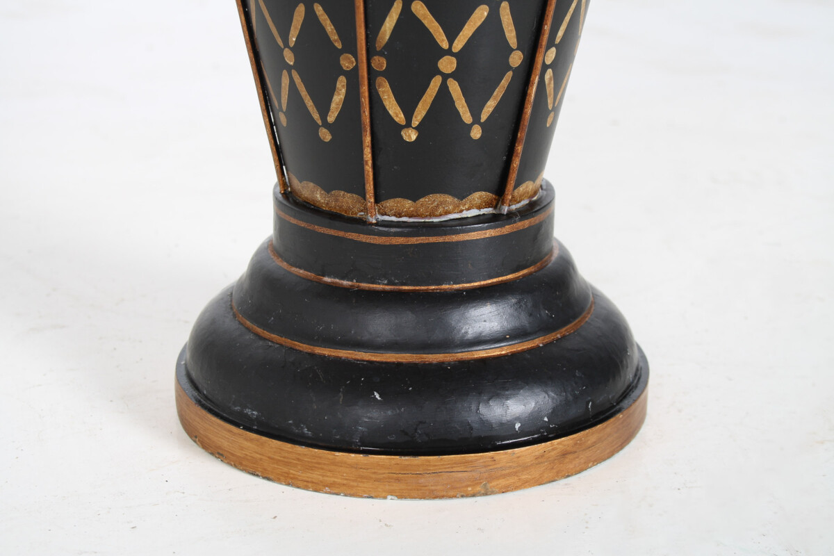 Mid-Century Toleware Stick Umbrella Stand Hand Painted Gold on Black - Image 4