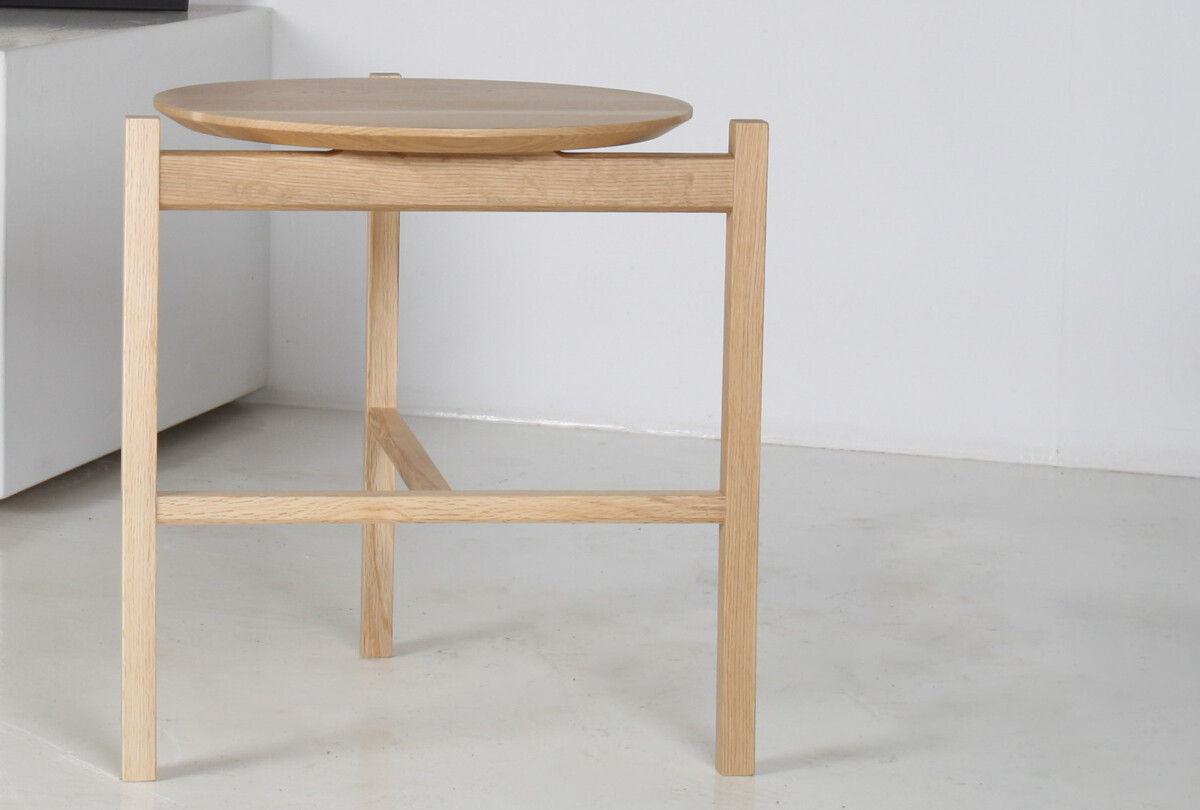 Modernist Bauhaus Japanese Oak Side Table - Circular Top - Image 11