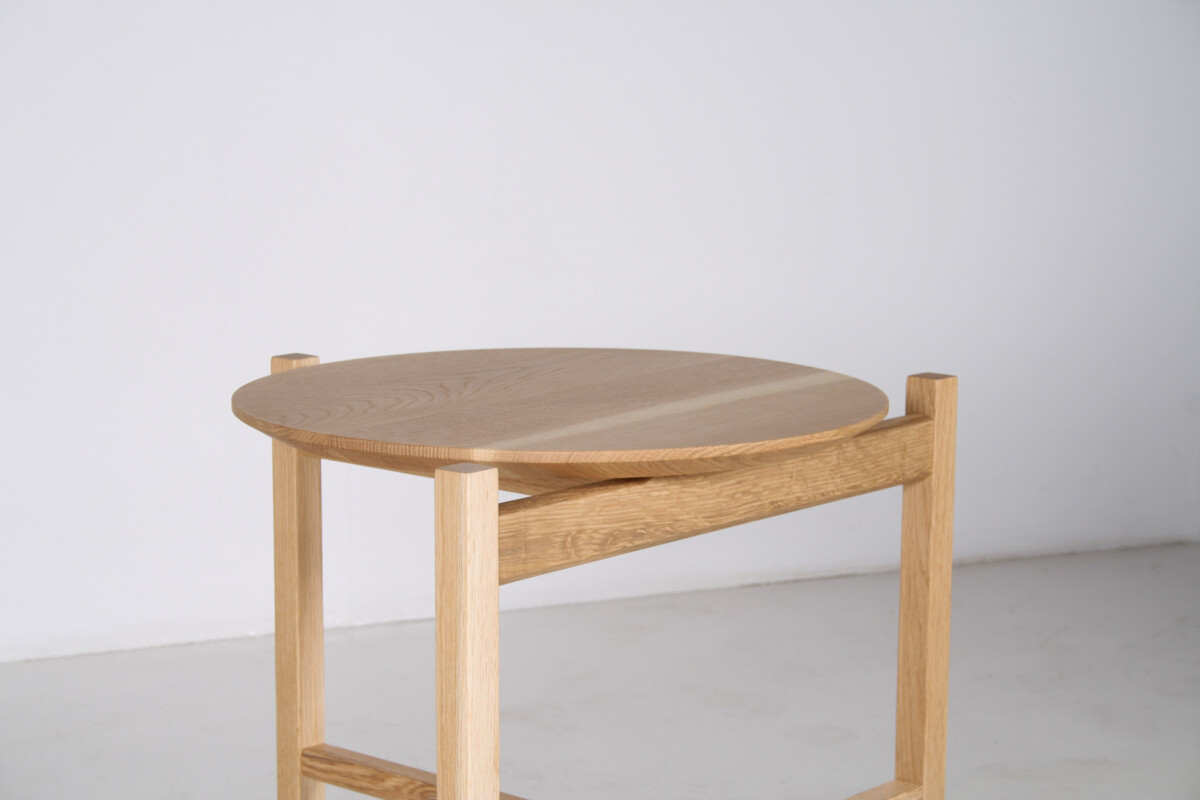 Modernist Bauhaus Japanese Oak Side Table - Circular Top - Image 9