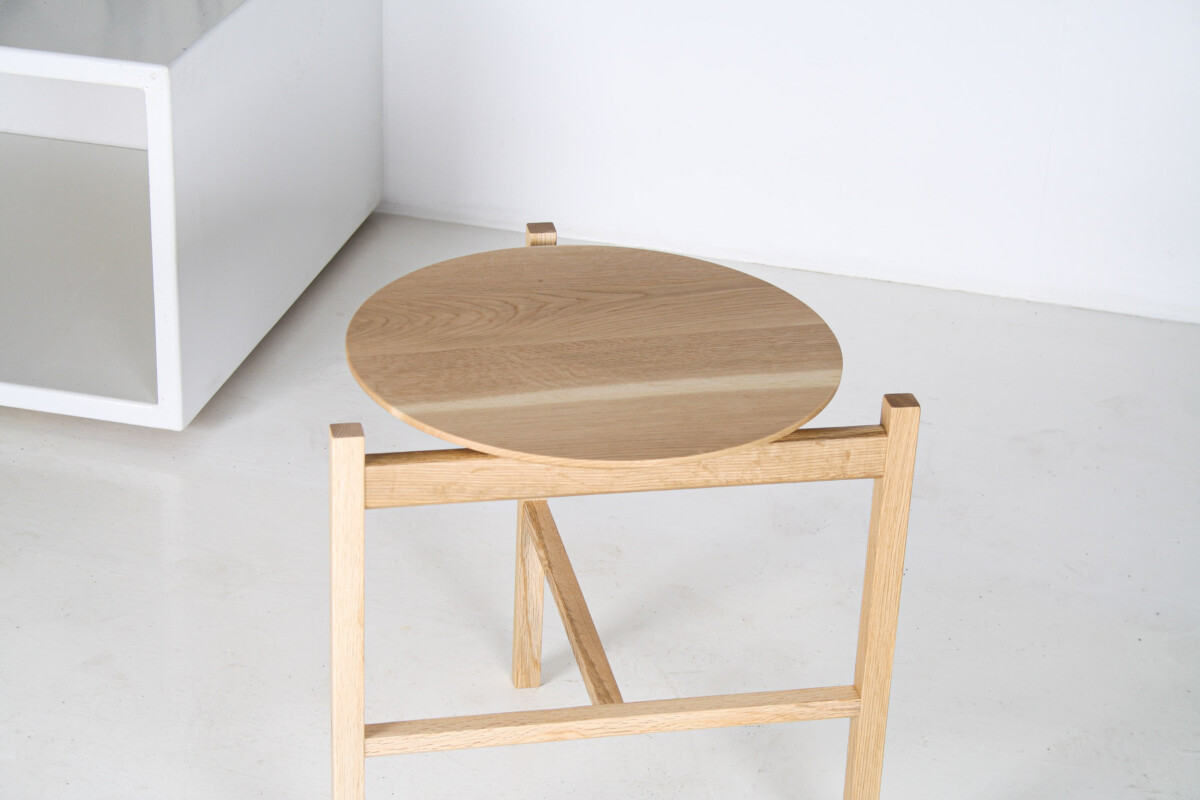 Modernist Bauhaus Japanese Oak Side Table - Circular Top - Image 8