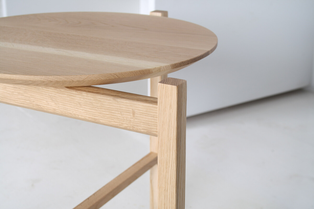 Modernist Bauhaus Japanese Oak Side Table - Circular Top - Image 6