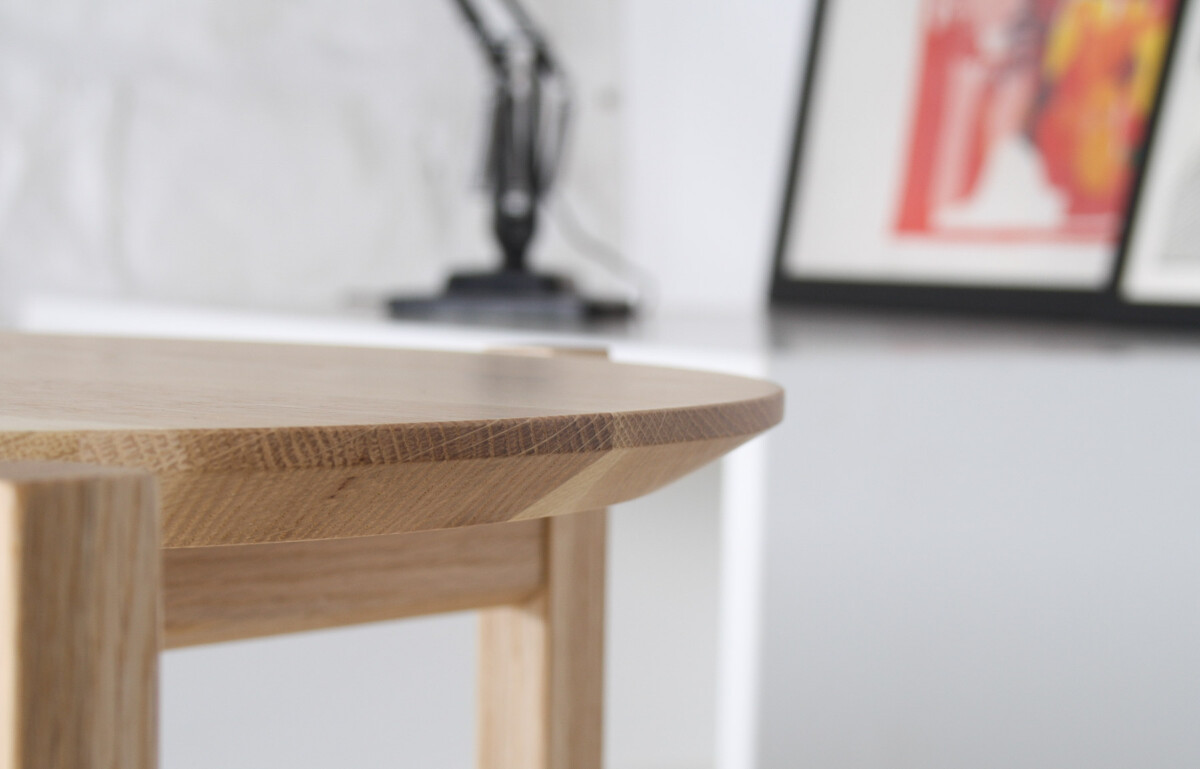 Modernist Bauhaus Japanese Oak Side Table - Circular Top - Image 5