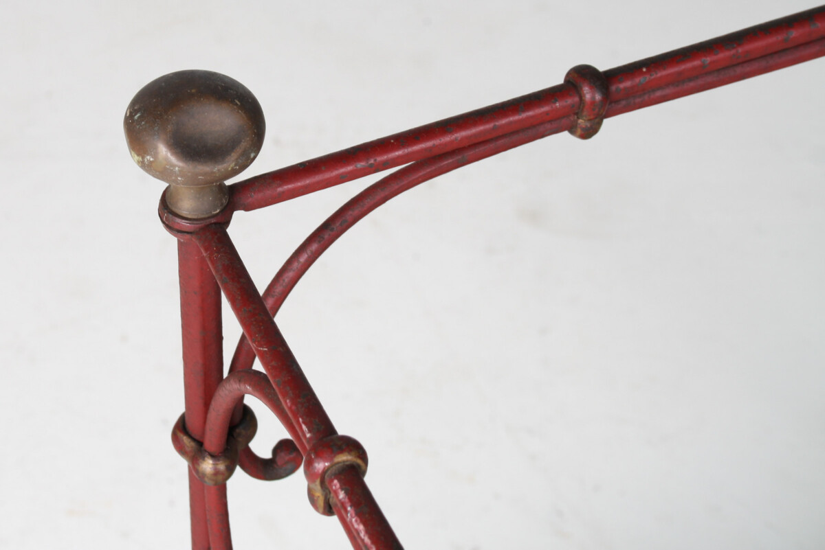 Decorative French Parisian Chic Antique Wrought Iron Red Painted Umbrella Stick Stand - Image 7