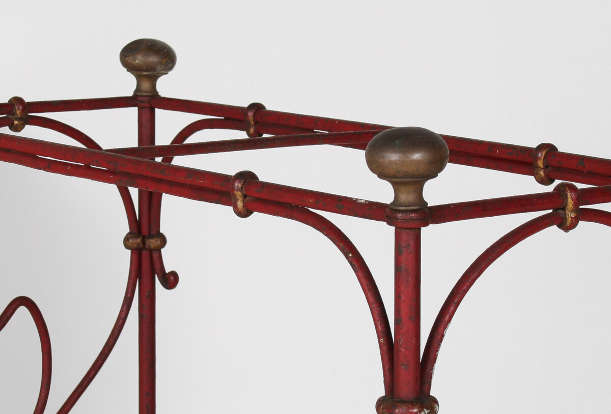 Decorative French Parisian Chic Antique Wrought Iron Red Painted Umbrella Stick Stand - Image 12