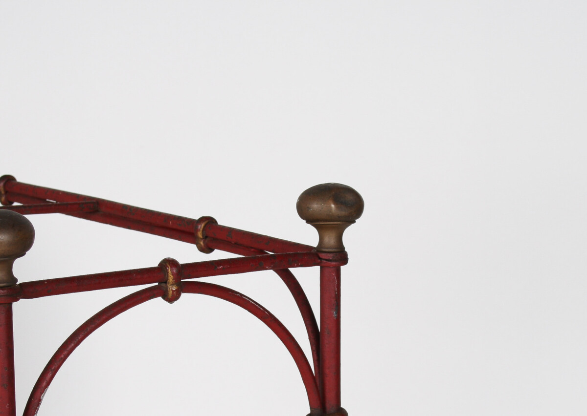 Decorative French Parisian Chic Antique Wrought Iron Red Painted Umbrella Stick Stand - Image 11