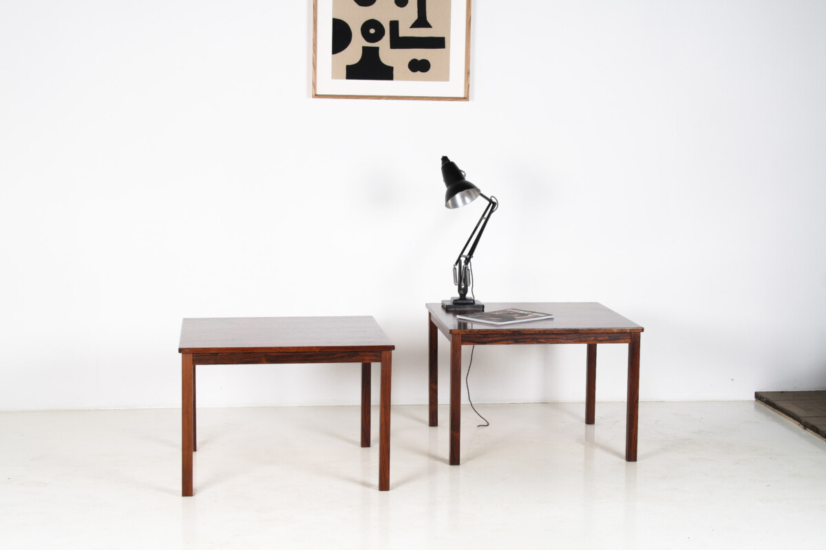 A Pair of 1960/70s Mid Century Modern Danish Rosewood Square Coffee Tables